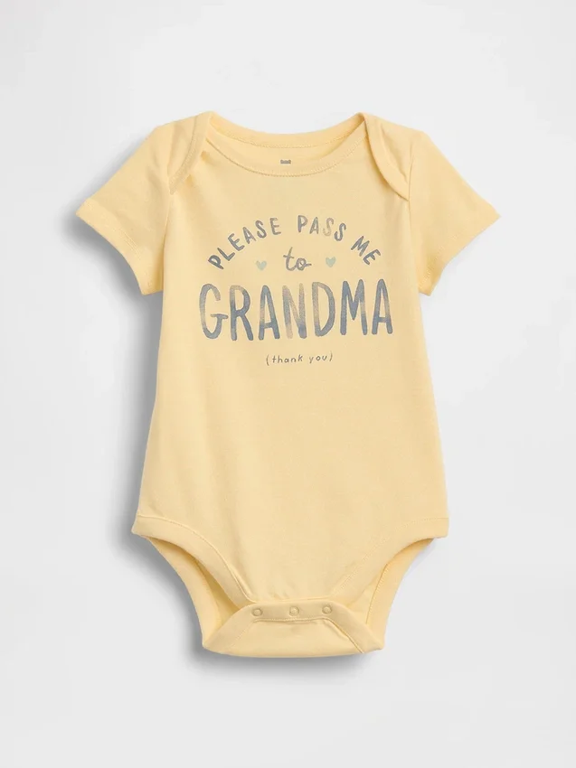 Baby First Favorites body i økologisk bomull med grafisk trykk