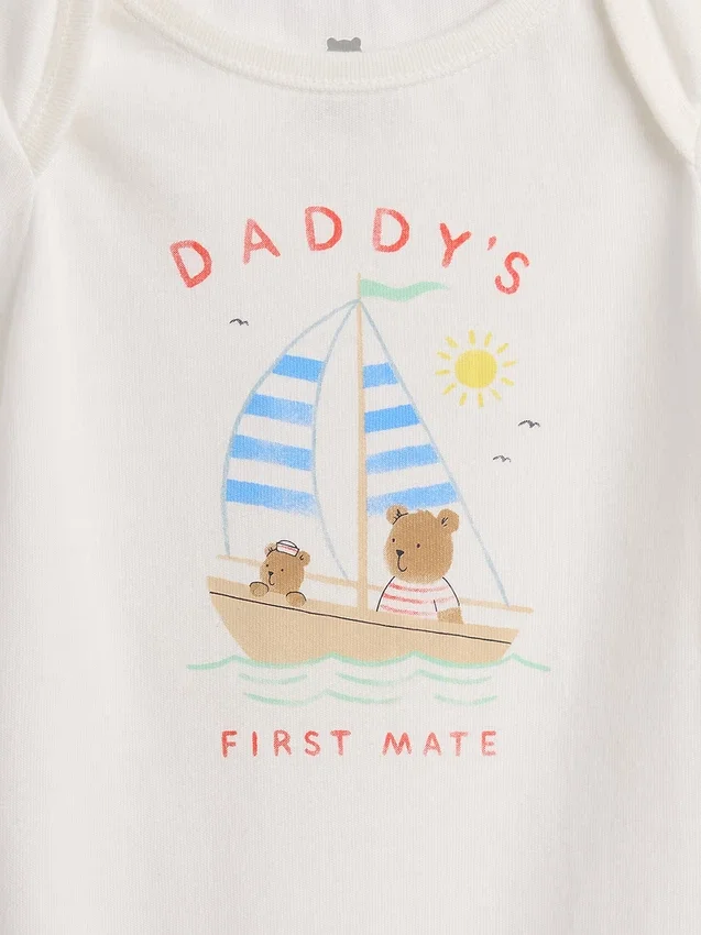 Baby First Favorites body i økologisk bomull med grafisk trykk