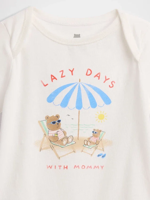 Baby First Favorites body i økologisk bomull med grafisk trykk