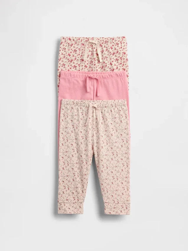 Baby First Favorites bukser i økologisk bomull med elastisk linning (3-pakning)