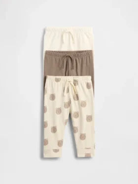 Baby First Favorites bukser i økologisk bomull med elastisk linning (3-pakning)