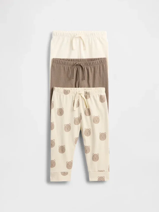 Baby First Favorites bukser i økologisk bomull med elastisk linning (3-pakning)