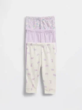 Baby First Favorites bukser i økologisk bomull med elastisk linning (3-pakning)
