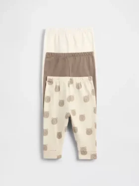 Baby First Favorites bukser i økologisk bomull med elastisk linning (3-pakning)