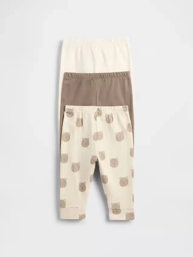 Baby First Favorites bukser i økologisk bomull med elastisk linning (3-pakning)