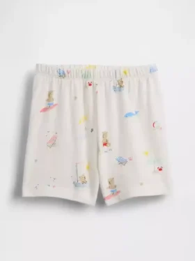 Baby First Favorites Shorts i økologisk bomull med Beach Bear-motiv
