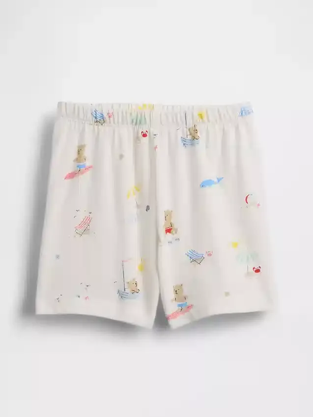 Baby First Favorites Shorts i økologisk bomull med Beach Bear-motiv