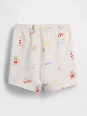 Baby First Favorites Shorts i økologisk bomull med Beach Bear-motiv