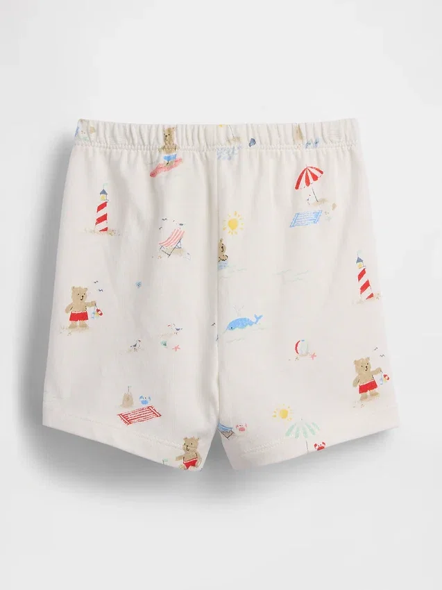 Baby First Favorites Shorts i økologisk bomull med Beach Bear-motiv