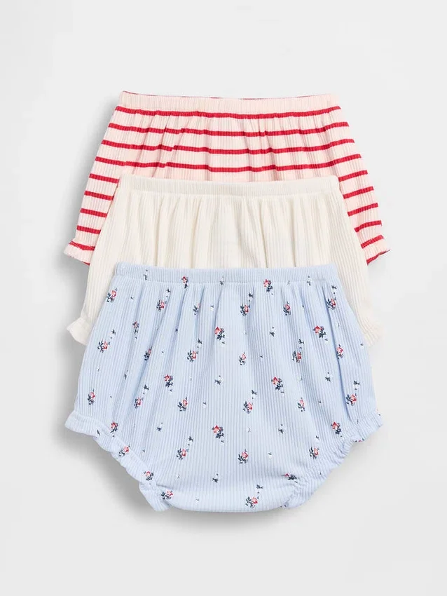 Baby First Favorites Tinyrib-bloomers med volanger (3-pakning)