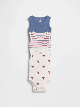 Baby First Favorites Tinyrib-body med lomme (3-pakning)