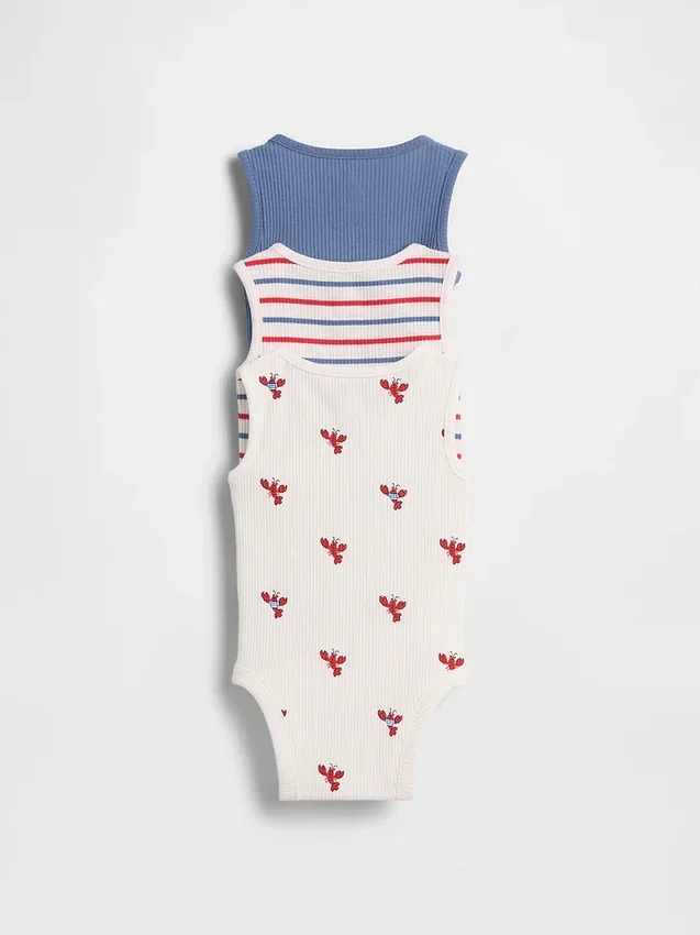 Baby First Favorites Tinyrib-body med lomme (3-pakning)