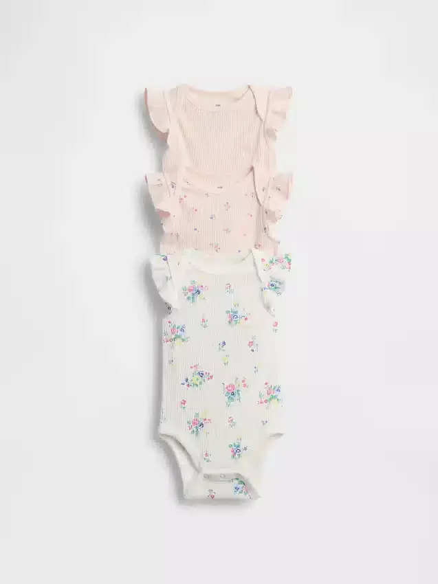 Baby First Favorites Tinyrib Ruffle Bodyer (3-pakning)