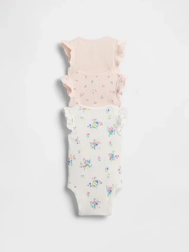 Baby First Favorites Tinyrib Ruffle Bodyer (3-pakning)