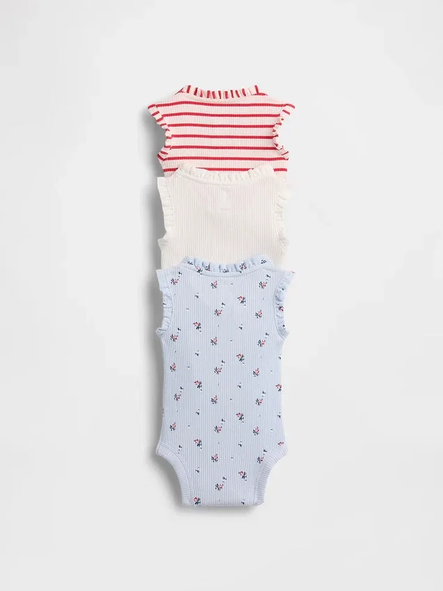 Baby First Favorites Tinyrib Ruffle Tank Bodyer (3-pakning)