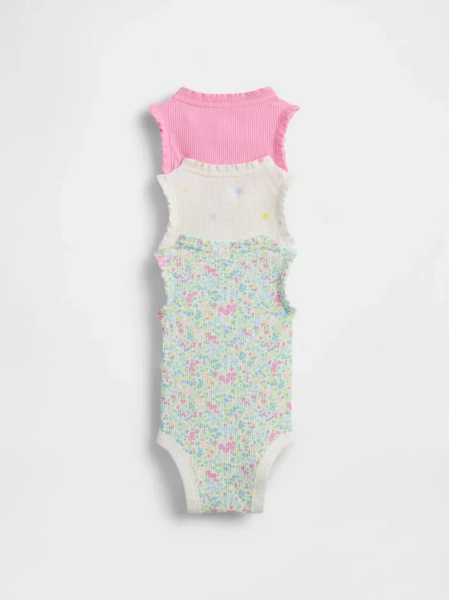 Baby First Favorites Tinyrib Ruffle Tank Bodyer (3-pakning)
