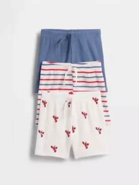 Baby First Favorites Tinyrib Stripe Pull-On Shorts (3-pakning)