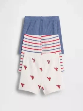 Baby First Favorites Tinyrib Stripe Pull-On Shorts (3-pakning)