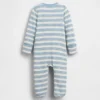 Baby-heldrakt med føtter i vaffelstripe