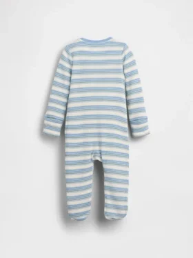 Baby-heldrakt med føtter i vaffelstripe