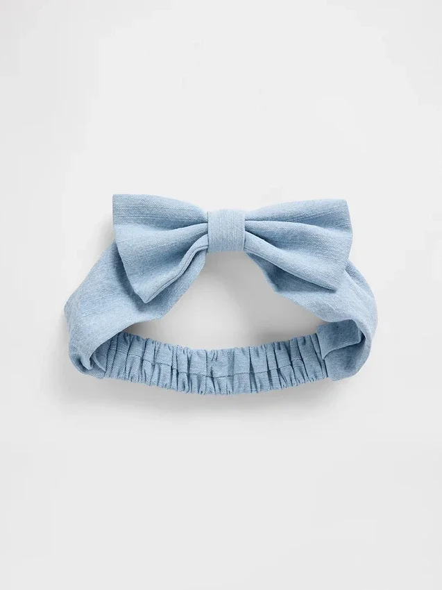 Baby-hårbånd i denim med sløyfe