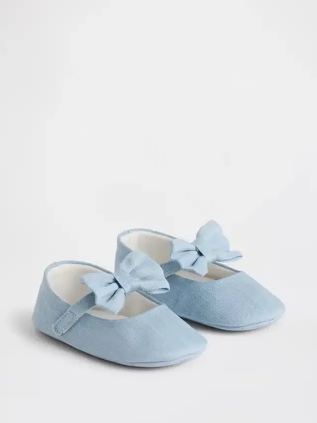 Baby-Mary Jane-sko i denim med sløyfe