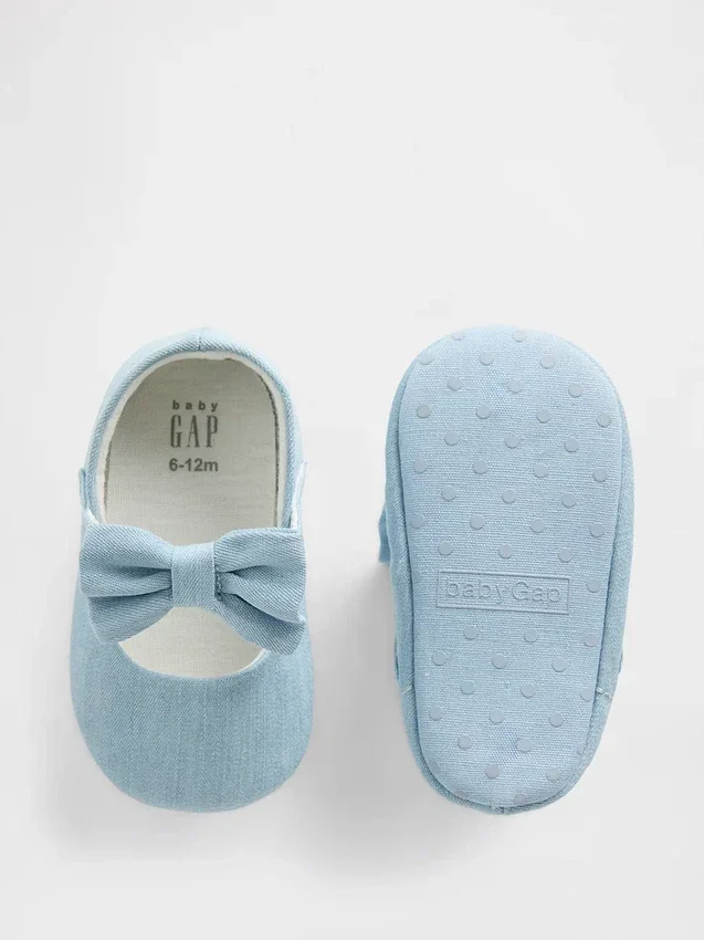 Baby-Mary Jane-sko i denim med sløyfe