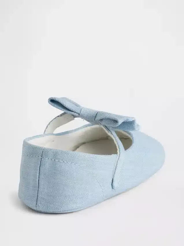 Baby-Mary Jane-sko i denim med sløyfe