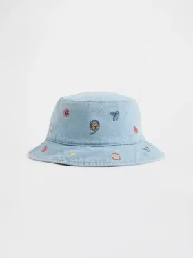 Baby og Småbarn: Brodert denim-bøttehatt