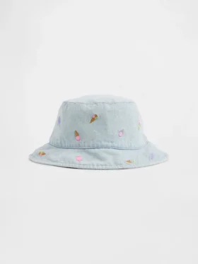 Baby og Småbarn: Brodert denim-bøttehatt