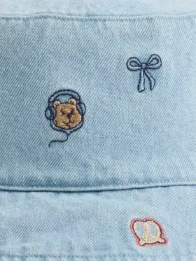 Baby og Småbarn: Brodert denim-bøttehatt