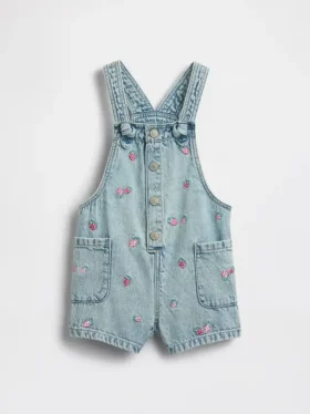 Baby og Småbarn-broderte denim-shortalls