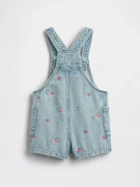 Baby og Småbarn-broderte denim-shortalls