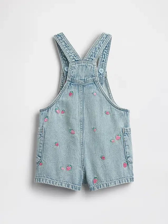 Baby og Småbarn-broderte denim-shortalls