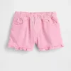 Baby og Småbarn denimshorts med volanger og trekk-på-design