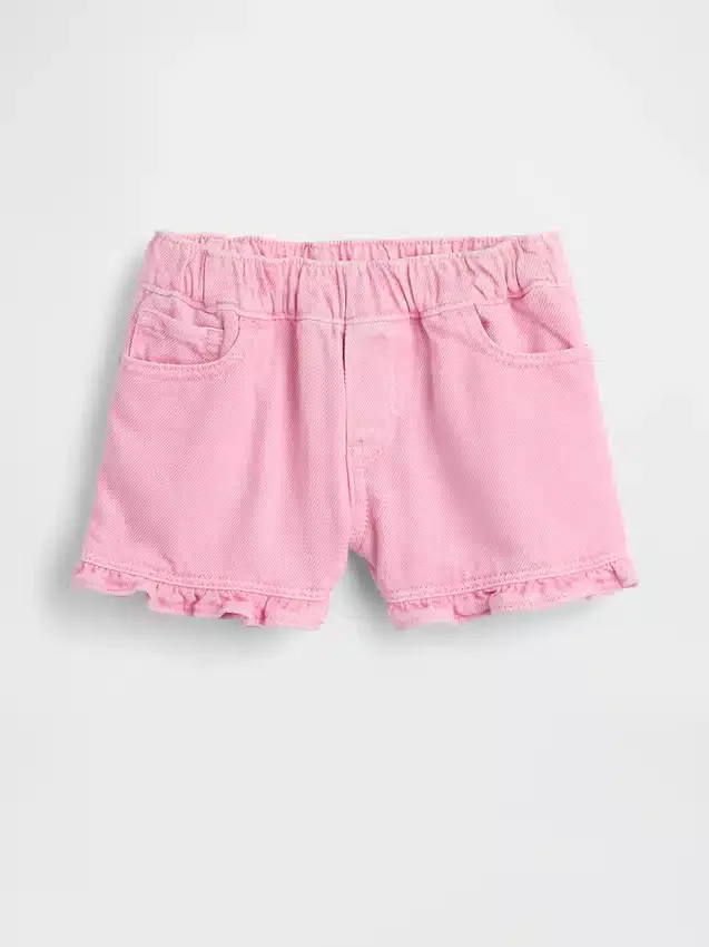 Baby og Småbarn denimshorts med volanger og trekk-på-design