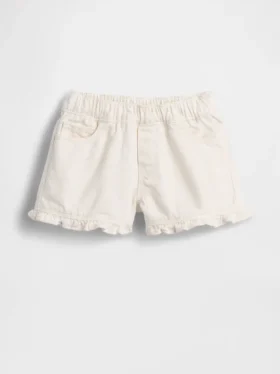 Baby og Småbarn denimshorts med volanger og trekk-på-design