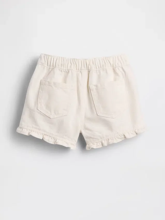 Baby og Småbarn denimshorts med volanger og trekk-på-design