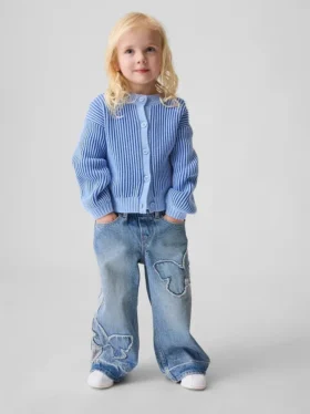 Baby og Småbarn-Jeans med sommerfuglmotiv og løs passform