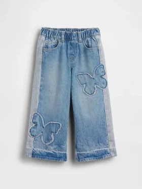 Baby og Småbarn-Jeans med sommerfuglmotiv og løs passform