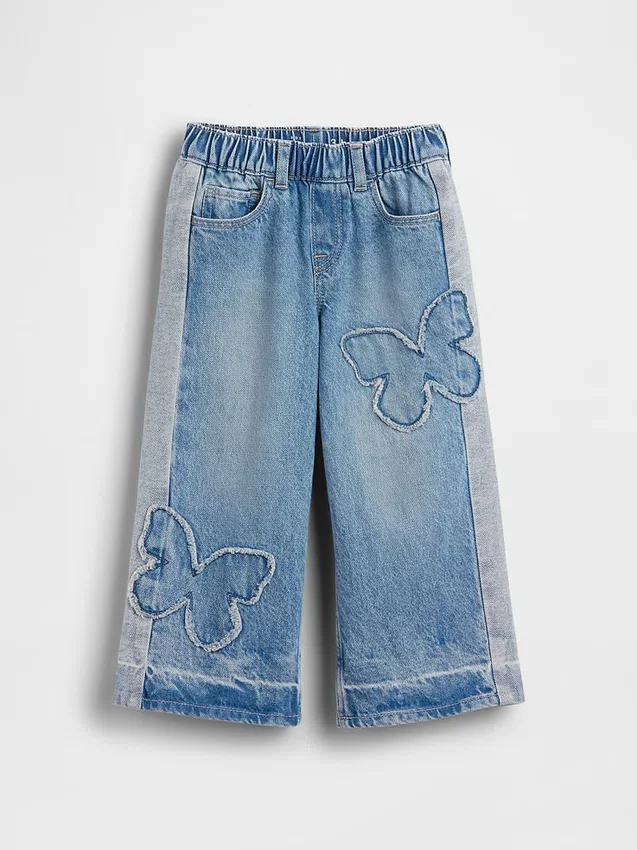 Baby og Småbarn-Jeans med sommerfuglmotiv og løs passform