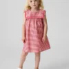 Baby og Småbarn-kjole i lin-bomull med gingham-mønster i matrosstil