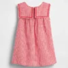 Baby og Småbarn-kjole i lin-bomull med gingham-mønster i matrosstil