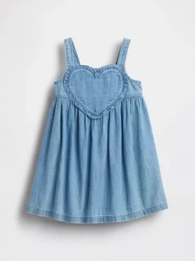 Baby og Småbarn-kjoler i denim med hjerte på toppen