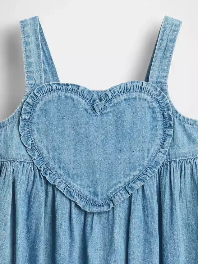 Baby og Småbarn-kjoler i denim med hjerte på toppen