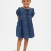 Baby og Småbarn-kjoler i denim med puffermmer og sløyfe