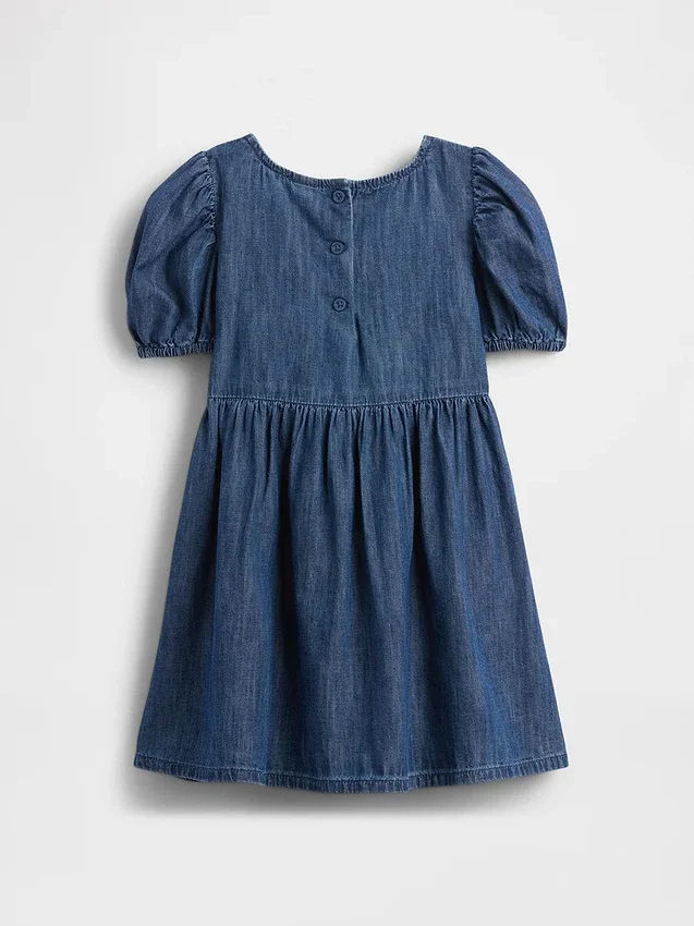 Baby og Småbarn-kjoler i denim med puffermmer og sløyfe