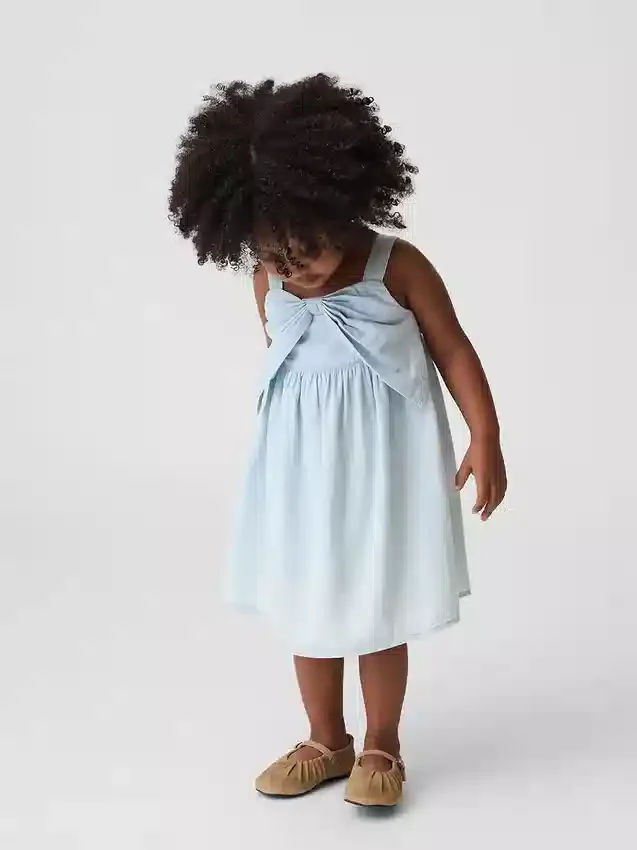 Baby og Småbarn-kjoler i denim med sløyfe