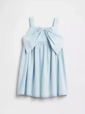 Baby og Småbarn-kjoler i denim med sløyfe