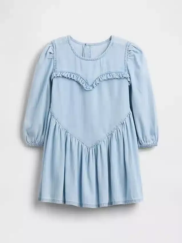 Baby og Småbarn-kjoler i denim med volanger og hjerte